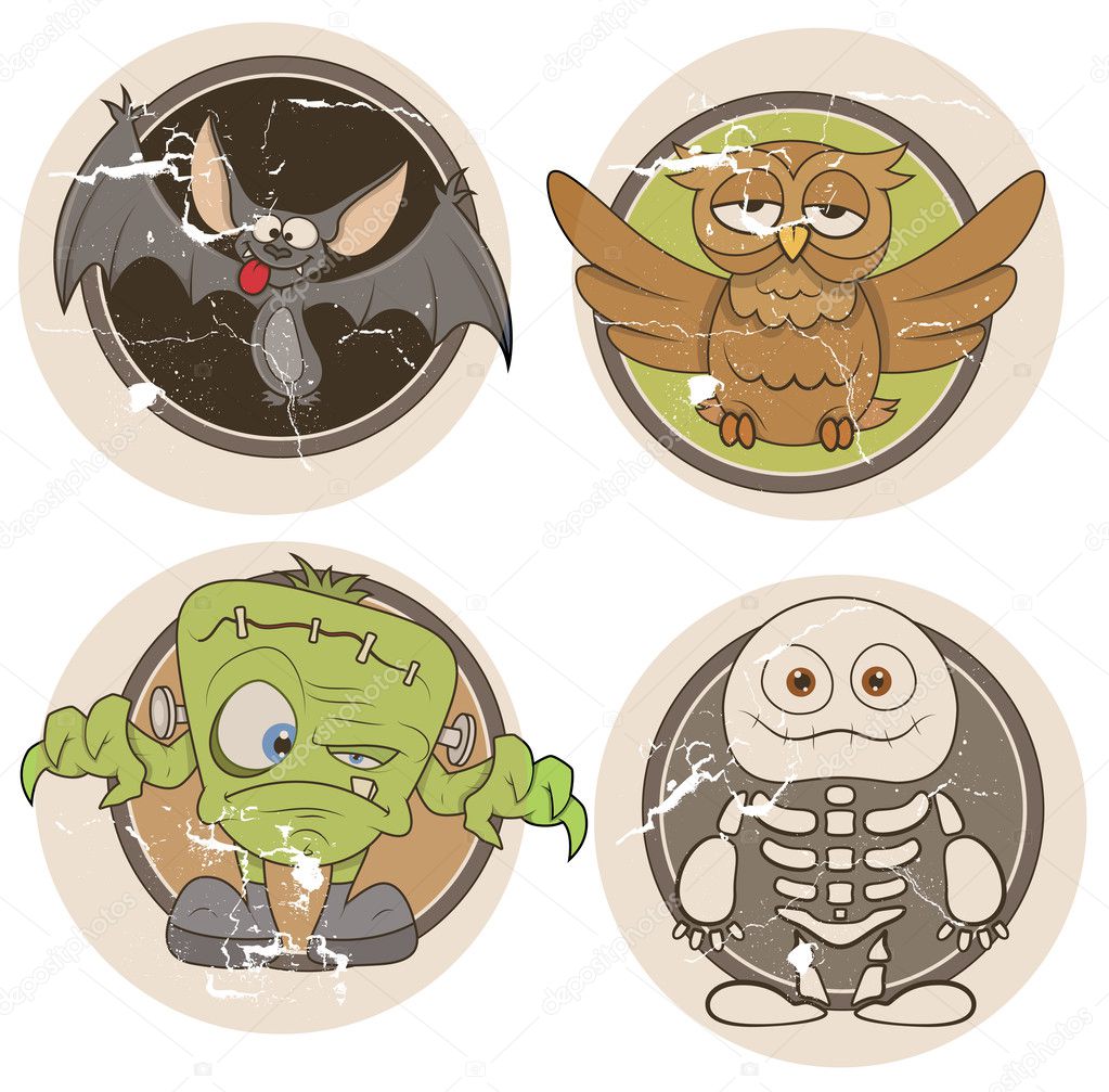 Old grunge stickers for halloween Stock Vector by ©baavli 32530401
